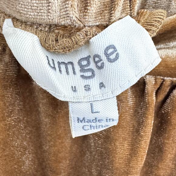 Umgee Womens Tiered Ruffle Midi Skirt Size L Velour Winter Festive Boho Gold - Picture 2 of 6